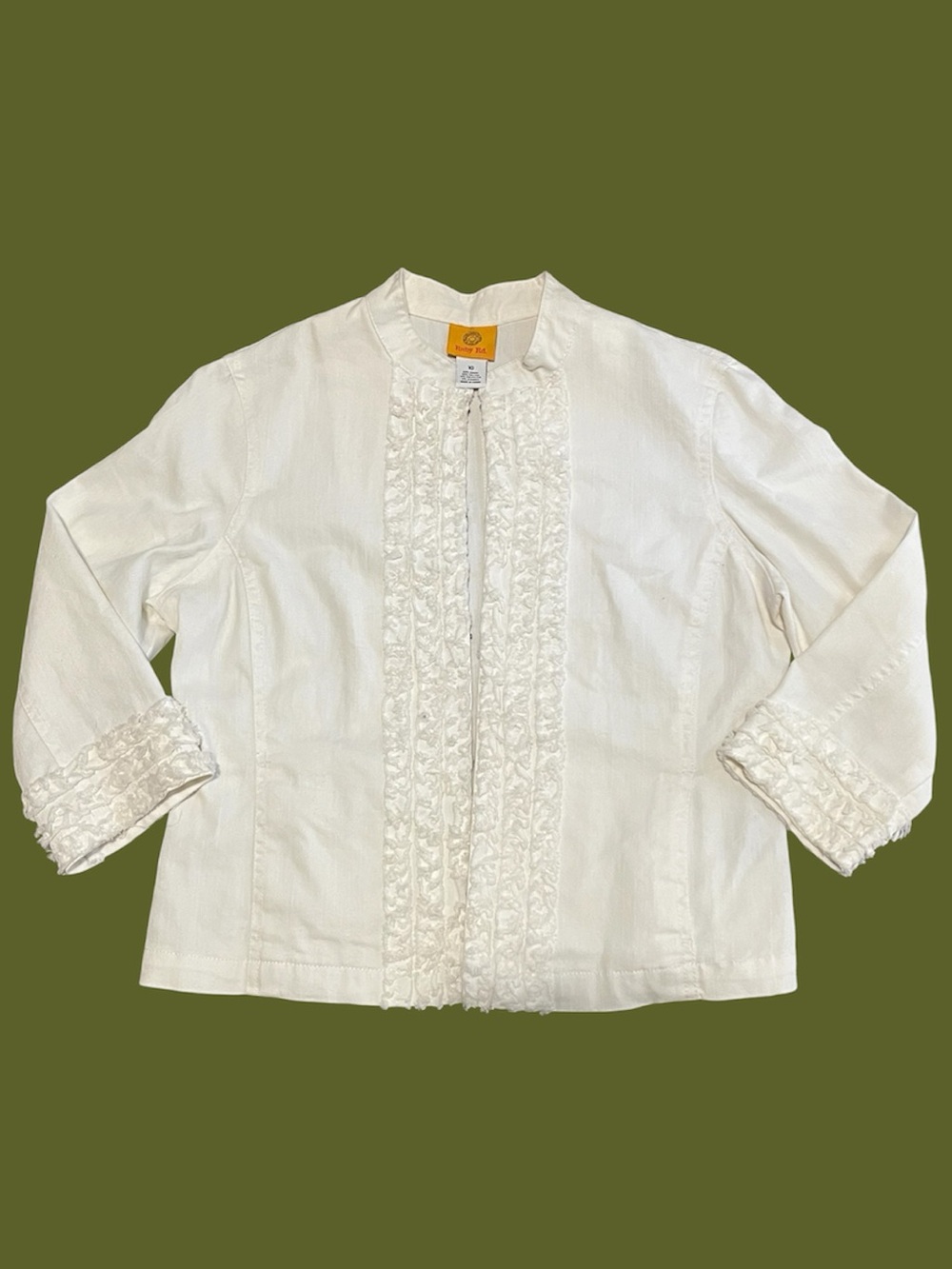 Ruby Rd. white 3/4 sleeve jacket with hook attachments size women’s 10